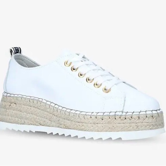 Carvela Chase White Espadrille Platform Trainers - Picture 2 of 9